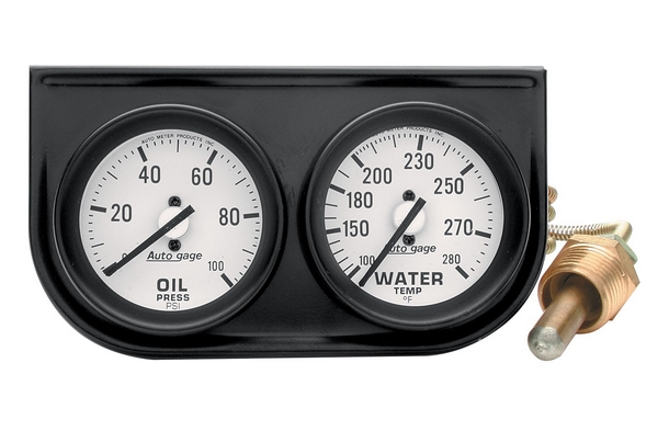 GAUGE CONSOLE, OILP/WTMP, 2-1/16", 100 PSI/280 F, WHT DIAL, BLK BZL, AUTOG